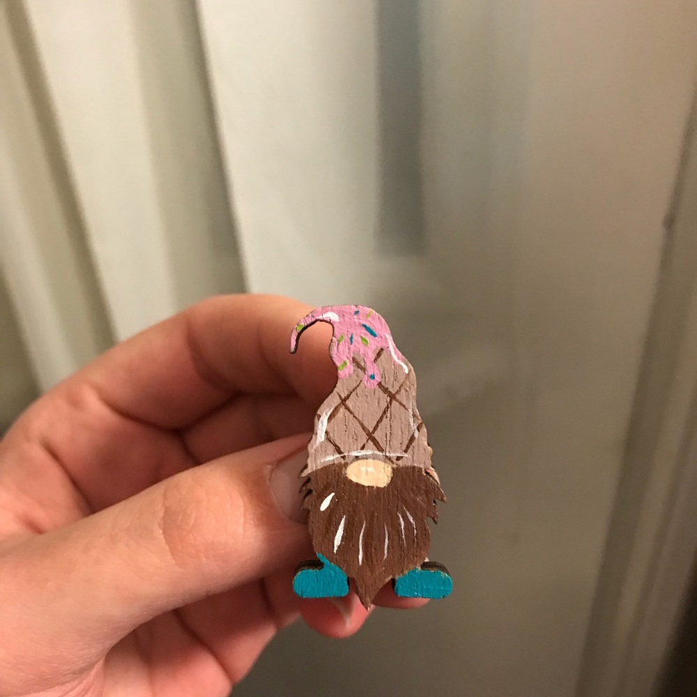 Ice cream gnome pin
